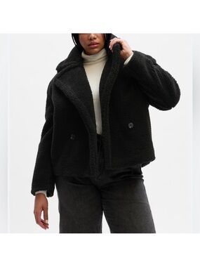 GAP Black Teddy Sherpa Peacoat Jacket